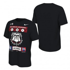 Georgia Bulldogs College Football Playoff 2022 Peach Bowl Illustrated T-Shirt Black