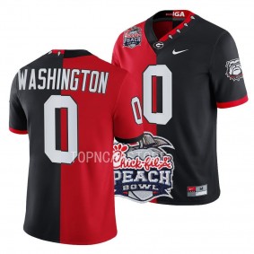 Darnell Washington Georgia Bulldogs 2022 Peach Bowl Split Jersey Men's Red Black #0 Uniform