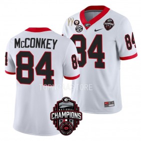 Back-To-Back National Champions Ladd McConkey Georgia Bulldogs #84 White CFBPlayoff 2023 Jersey Men's
