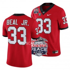 Georgia Bulldogs 2022 Peach Bowl Robert Beal Jr. #33 Red Men's College Football Playoff Jersey