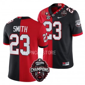 Tykee Smith Georgia Bulldogs Back-To-Back 2X National Champions #23 Jersey Men's Red Black Split Uniform