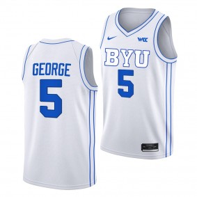BYU Cougars Gideon George White #5 Jersey 2022-23 College Basketball