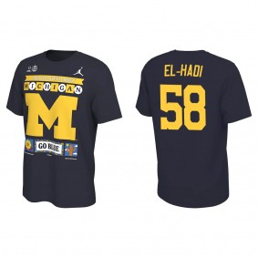 Giovanni El-Hadi Michigan Wolverines Navy College Football Playoff 2022 Fiesta Bowl Illustrated T-Shirt