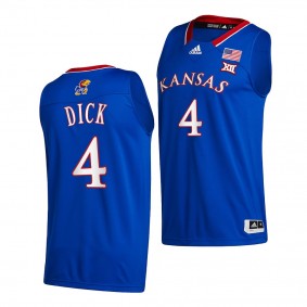 Kansas Jayhawks Gradey Dick College Basketball uniform Blue #4 Jersey 2022