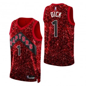 Wizard of Oz Gradey Dick #1 Raptors 2023 NBA Draft Red Sequined Suit Jersey