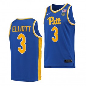 Pitt Panthers Greg Elliott Royal #3 Replica Jersey 2022-23 College Basketball