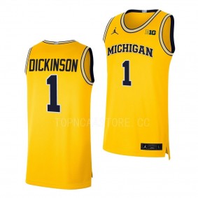 Hunter Dickinson Michigan Wolverines #1 Maize College Basketball Jersey 2022-23 Limited
