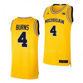 Ian Burns Michigan Wolverines #4 Maize College Basketball Jersey 2022-23 Limited
