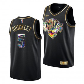 Immanuel Quickley #5 New York Knicks Diamond Logo Black Jersey 2020 NBA Draft