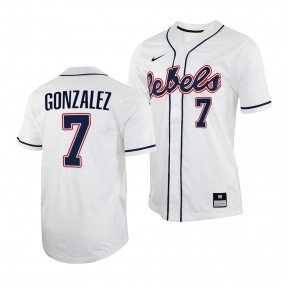 Ole Miss Rebels Jacob Gonzalez 2022 College Baseball White #7 Jersey