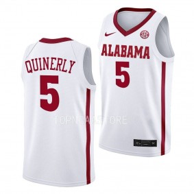 Alabama Crimson Tide Jahvon Quinerly College Basketball uniform White #5 Jersey