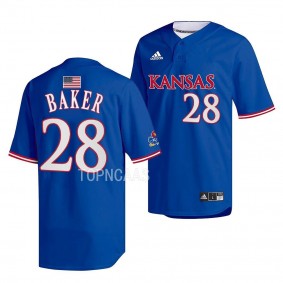 Jake Baker Kansas Jayhawks #28 Royal Two-Button Replica Baseball Jersey