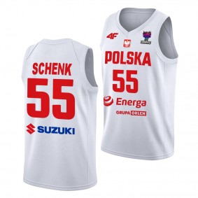 FIBA EuroBasket 2022 Poland Jakub Schenk Home White #55 Jersey