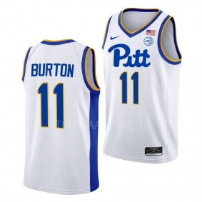 Pitt Panthers Jamarius Burton White #11 Jersey 2022-23 College Basketball