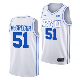 Jared McGregor BYU Cougars #51 White College Basketball Jersey 2022-23