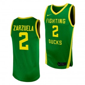 Oregon Ducks Jesse Zarzuela NIL Basketball Replica Player uniform Green #2 Jersey