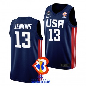 USA John Jenkins 2023 FIBA Basketball World Cup Navy #13 Jersey Away