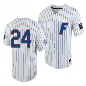 Josh Rivera Florida Gators #24 White Royal 2023 College World Series NCAA Baseball Jersey