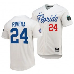 Florida Gators Josh Rivera 2023 College World Series White #24 Replica Jersey NCAA Baseball