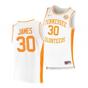 Josiah-Jordan James Tennessee Volunteers #30 College Basketball White Replica Jersey