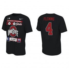Julian Fleming Ohio State Buckeyes Black College Football Playoff 2022 Peach Bowl Illustrated T-Shirt