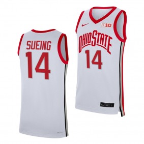 Justice Sueing Ohio State Buckeyes #14 White College Basketball Jersey 2022-23