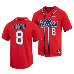 Justin Bench Ole Miss Rebels #8 Red College Baseball Full-Button Jersey