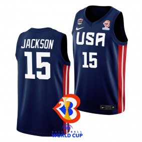 USA Justin Jackson 2023 FIBA Basketball World Cup Navy #15 Jersey Away