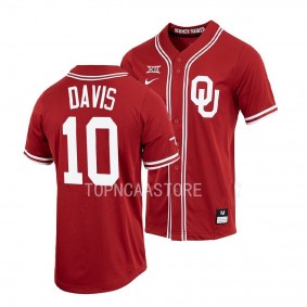 Oklahoma Sooners Kale Davis Baseball Shirt Crimson #10 Jersey Full-Button