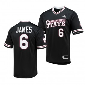 Kamren James Mississippi State Bulldogs #6 Black College Baseball Replica V-Neck Jersey