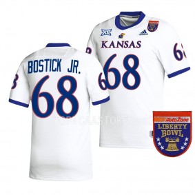 Kansas Jayhawks 2022 Liberty Bowl Earl Bostick Jr. #68 White Men's College Football Jersey