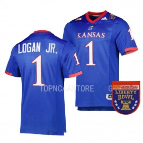 Kenny Logan Jr. Kansas Jayhawks 2022 Liberty Bowl College Football Jersey Men's Royal #1 Uniform