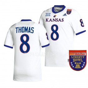 Kansas Jayhawks 2022 Liberty Bowl Ky Thomas #8 White Men's College Football Jersey