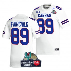 Kansas Jayhawks 2023 Guaranteed Rate Bowl Champs Mason Fairchild #89 White Men's Football Jersey
