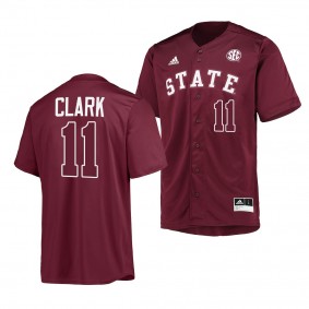 Mississippi State Bulldogs Kellum Clark College Baseball Maroon #11 Jersey Button-Up