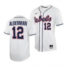 Ole Miss Rebels Kemp Alderman 2022 College Baseball White #12 Jersey