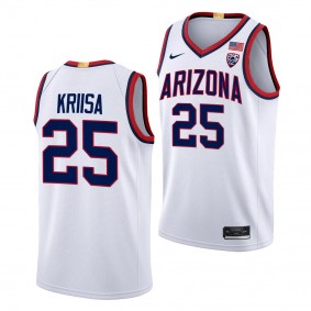 Arizona Wildcats Kerr Kriisa Limited Basketball uniform White #25 Jersey 2022-23