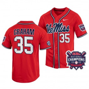 2022 College World Series Champions Ole Miss Rebels #35 Kevin Graham Red NCAA Baseball Jersey Men