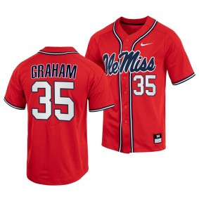 Kevin Graham Ole Miss Rebels #35 Red College Baseball Full-Button Jersey