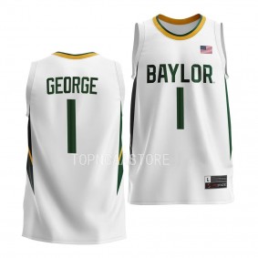 Baylor Bears Keyonte George Home Basketball uniform White #1 Jersey 2022-23