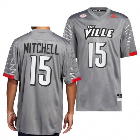 Jalen Mitchell Louisville Cardinals Iron Wings Premier Strategy Jersey Men's Charcoal #15 Alternate Football Uniform