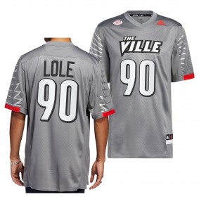 Jermayne Lole Louisville Cardinals Iron Wings Premier Strategy Jersey Men's Charcoal #90 Alternate Football Uniform