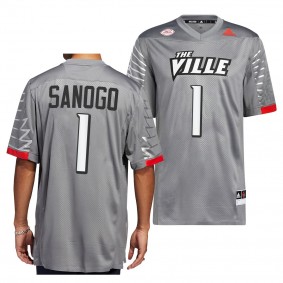 Momo Sanogo Louisville Cardinals Iron Wings Premier Strategy Jersey Men's Charcoal #1 Alternate Football Uniform