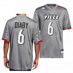 YaYa Diaby Louisville Cardinals Iron Wings Premier Strategy Jersey Men's Charcoal #6 Alternate Football Uniform