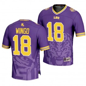 Mekhi Wingo LSU Tigers Icon Print #18 Jersey Men's Purple Football Fashion Uniform