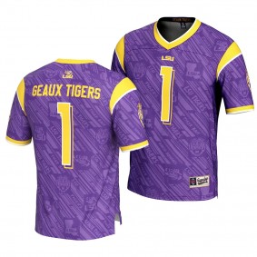 LSU Tigers Highlight Print #1 Purple Men's Football Fashion Jersey