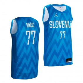 Slovenia #77 Luka Doncic Away Blue Replica Jersey