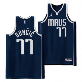 Dallas Mavericks #77 Luka Doncic Statement Edition Navy Authentic Jersey