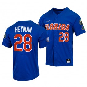 2023 College World Series Luke Heyman Florida Gators NCAA Baseball Royal Jersey Men #28