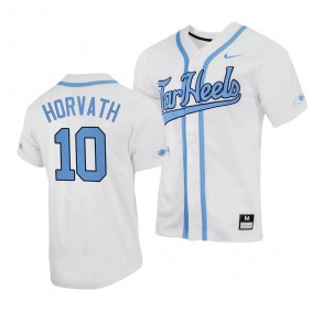 North Carolina Tar Heels Mac Horvath 2023 Replica Baseball White #10 Jersey Full-Button